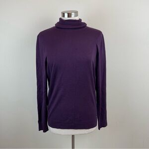 Calvin Klein Solid Eggplant Purple Turtleneck Sweater Women Large Knit